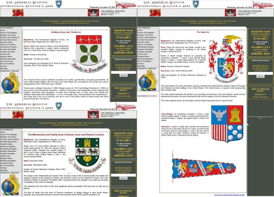 3 escudos de armas en The Armorial Register, 2024