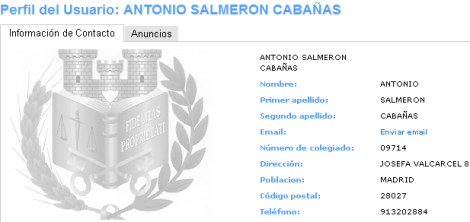 Ficha web de colegiación al 2011/08/15 Ficha web de colegiación al 2011/08/15