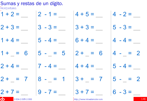 Sumas y restas horizontales de un dgito