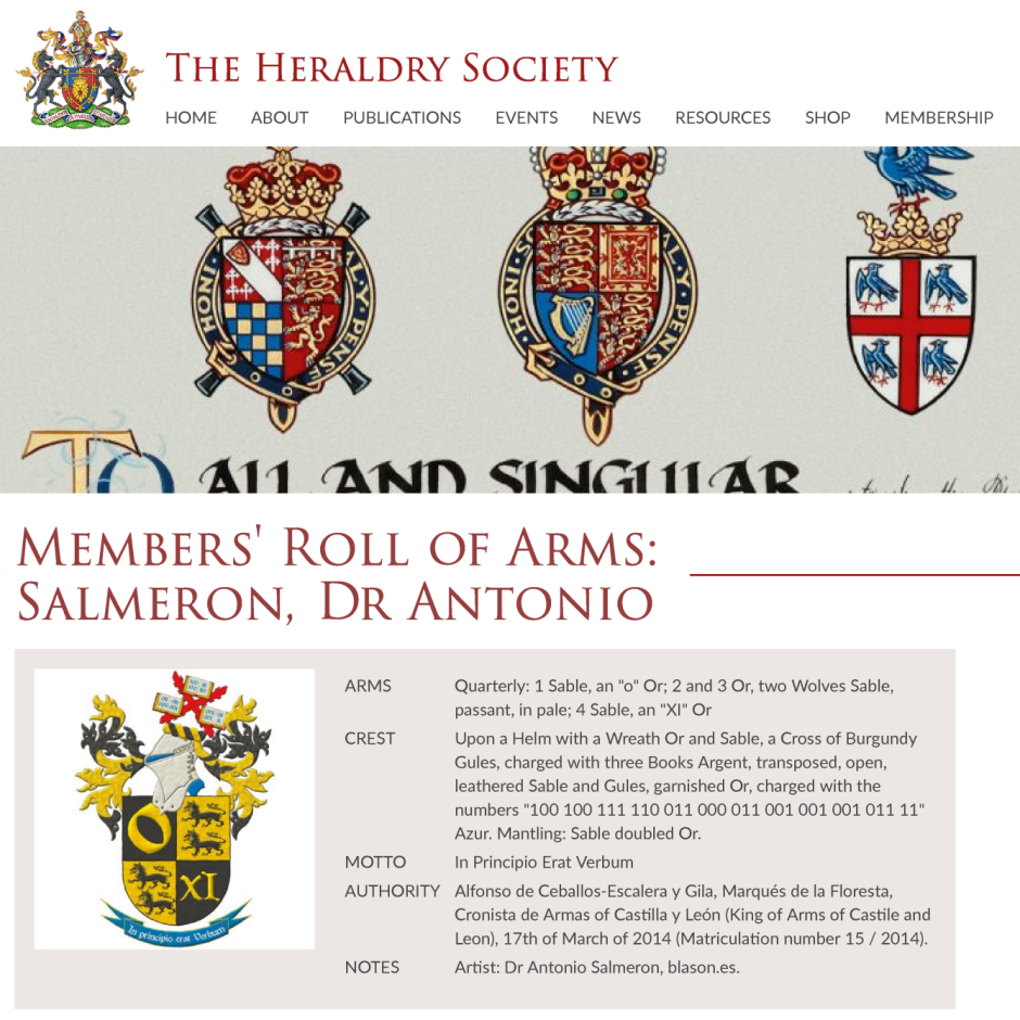 Miembro de la Heraldry Society Miembro de la Heraldry Society