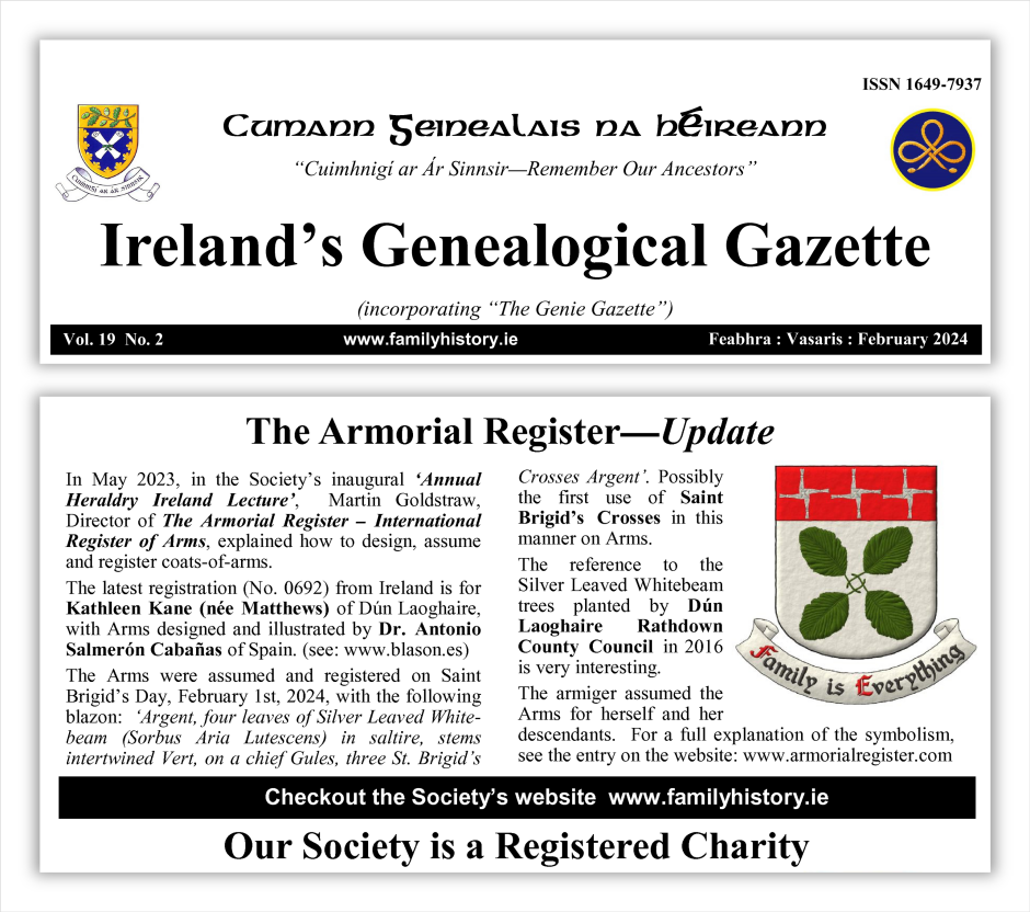 Kathleen Kane, Ireland's Genealogical Gazette