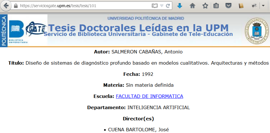 Universidad Politécnica de Madrid, Tesis, Antonio Salmerón Universidad Politécnica de Madrid, Tesis, Antonio Salmerón
