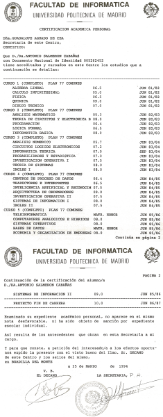 Licenciado en informática, Universidad Politécnica de Madrid