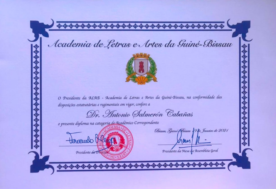 Académico correspodiente de la Academia de Letras e Artes da Guiné-Bissau